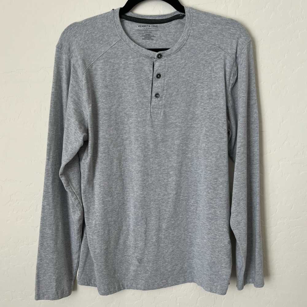 Kenneth Cole Men’s Lightweight Long Sleeve Shirt Grey Size Medium